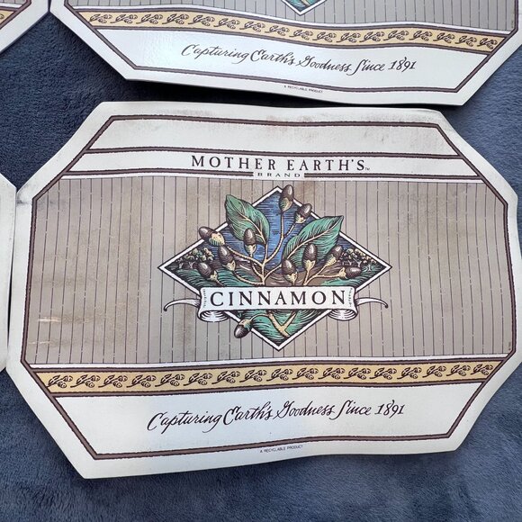 Vintage Rubber Foam Backing Set Of 4 Mother Earths Brand Cinnamon Placemats - Picture 3 of 10